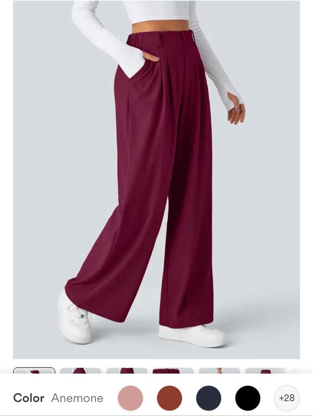 HALARA Wide Leg High-Rise Pants in Anemone (Deep Berry)